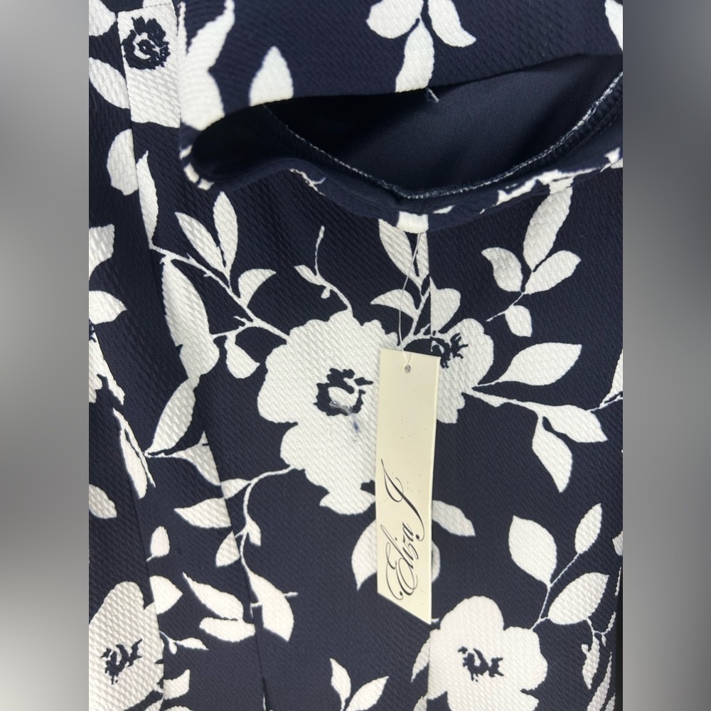 Women’s Eliza J BNWT Blue White Floral Midi Polyester Elastane Dress Size 20W - Picture 4 of 5